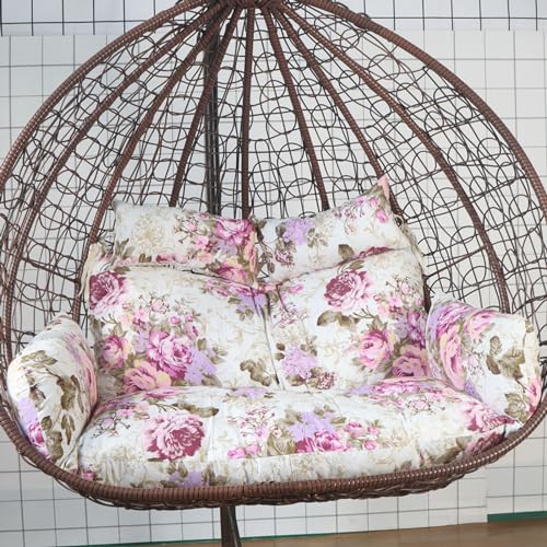 Vattentät rotting dubbel hängande stol för 2 – avtagbar äggbo-design – utomhus uteplats hängmatta gunga med kuddar – perfekt för trädgårdsavkoppling