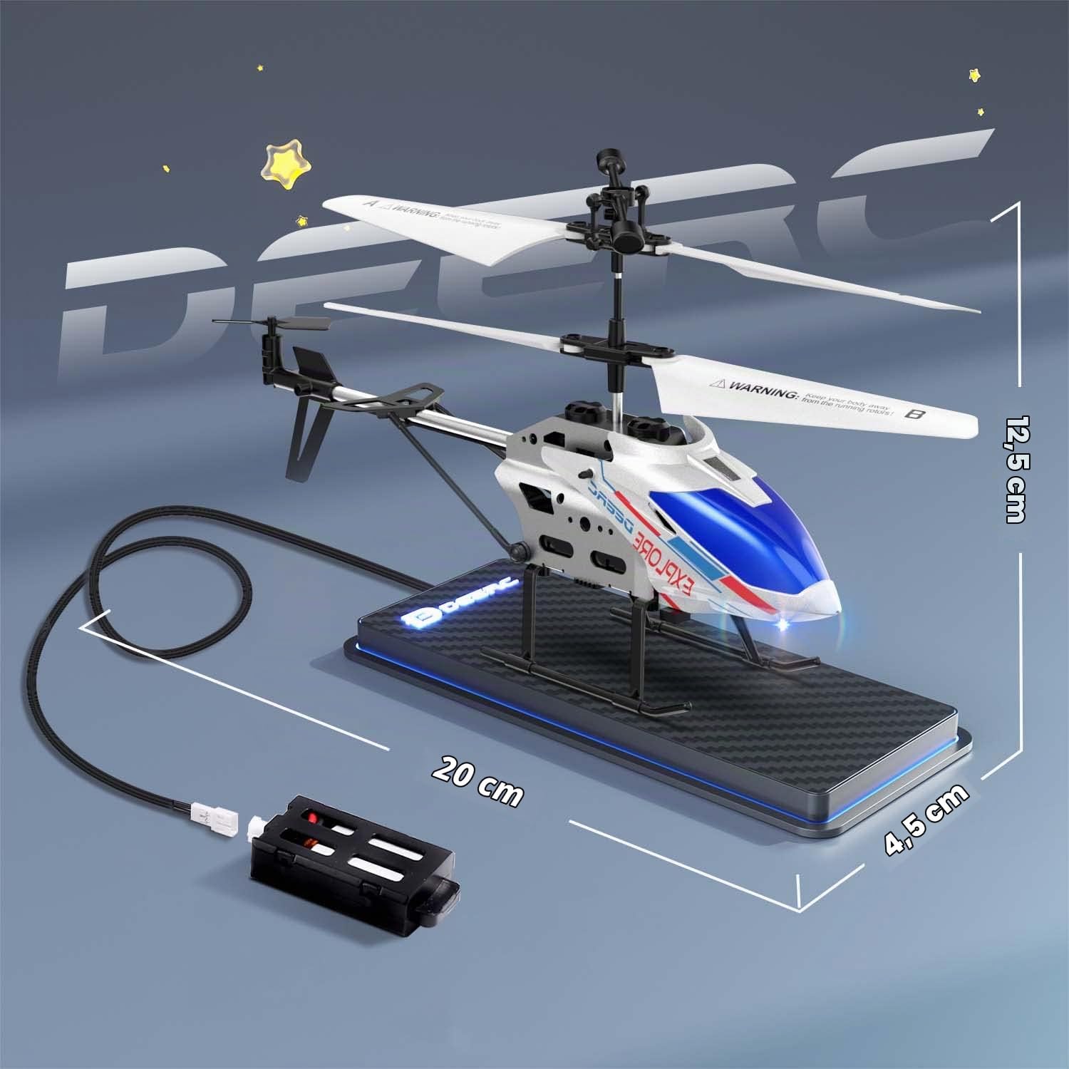 DEERC DE28 Elicottero telecomandato per debuttanti, Gioco elicottero RC interno con illuminazione LED, Elicottero RC, 3.5 canali con funzione giroscopio, Cadeau pour Les Enfants de 12 Ans et Plus…