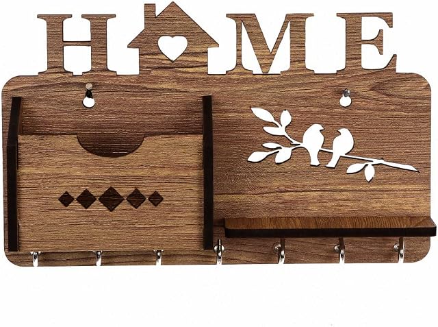 Sehaz Artworks Key Holder for Wall Decorative | Key Hooks for Wall Mounted Key Storage | Key Rack | Key Hangers | Wall Key Holders for Home ( 7 Hooks, Brown)