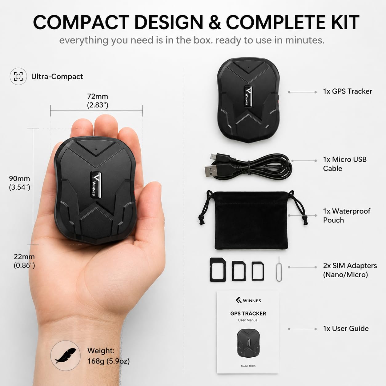 4G GPS Tracker per Auto 4G Localizzatore GPS Tracciamento tempo reale | Micro;Storico 6 Mesi;Impermeabile;allarme vibrazione;magnetico;SIM Anonima gratuita