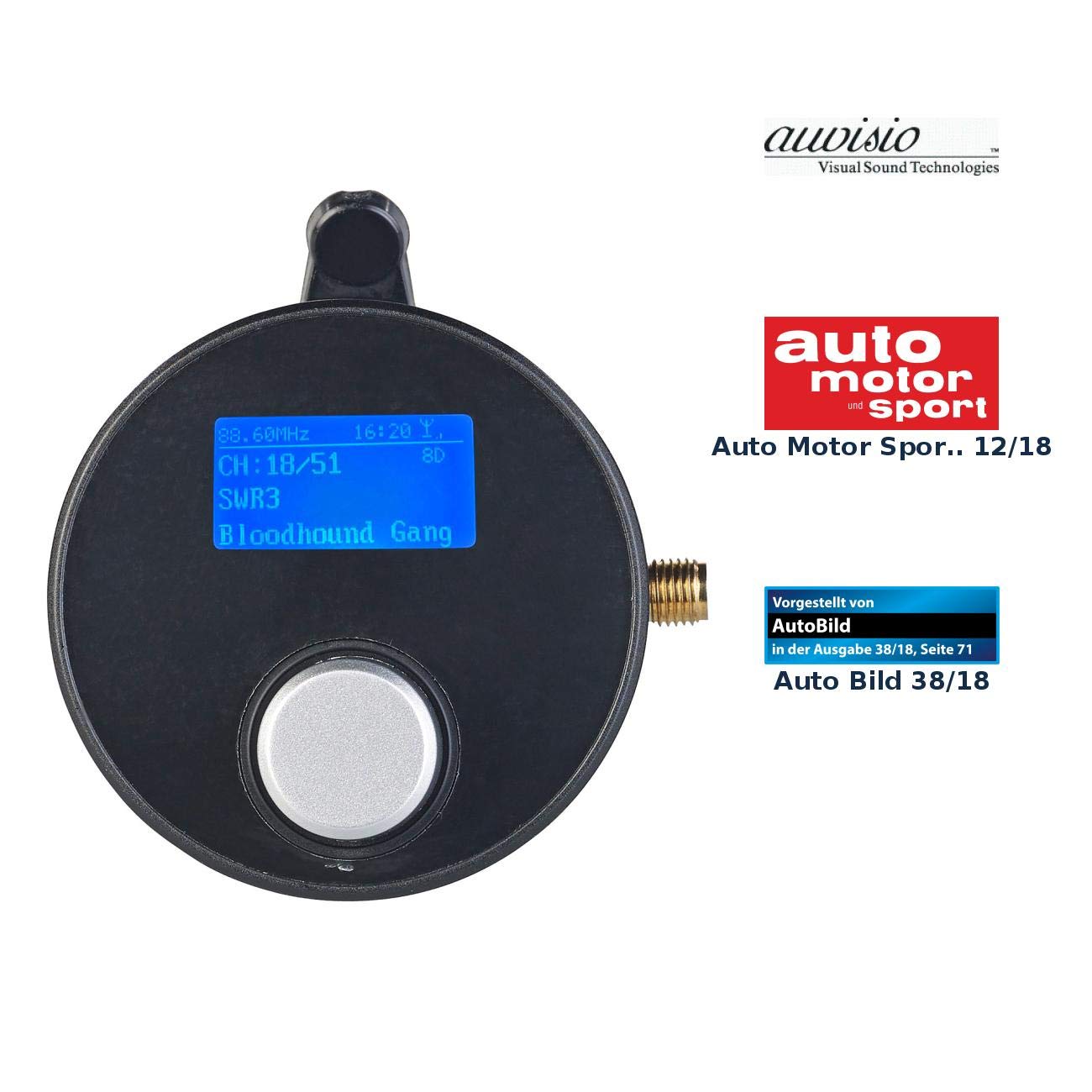 auvisio DAB Adapter: DAB+/DAB-Empfänger mit FM-Transmitter, AUX-Audioausgang, für Kfz/HiFi (DAB Autoradio, DAB Adapter Auto, Freisprecheinrichtung)