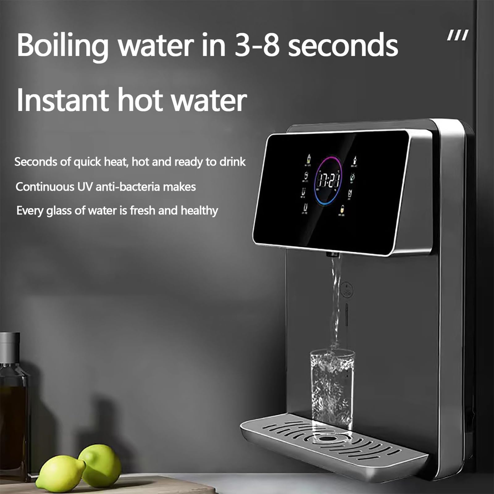 Distributeur D'eau Mural, Distributeur D'eau Chaude Et Froide, Distributeur D'eau Chaude Instantanée, 5 Réglages Température Et 4 Volumes D'eau, Pour La Maison, Le Bureau Et Les Cantines