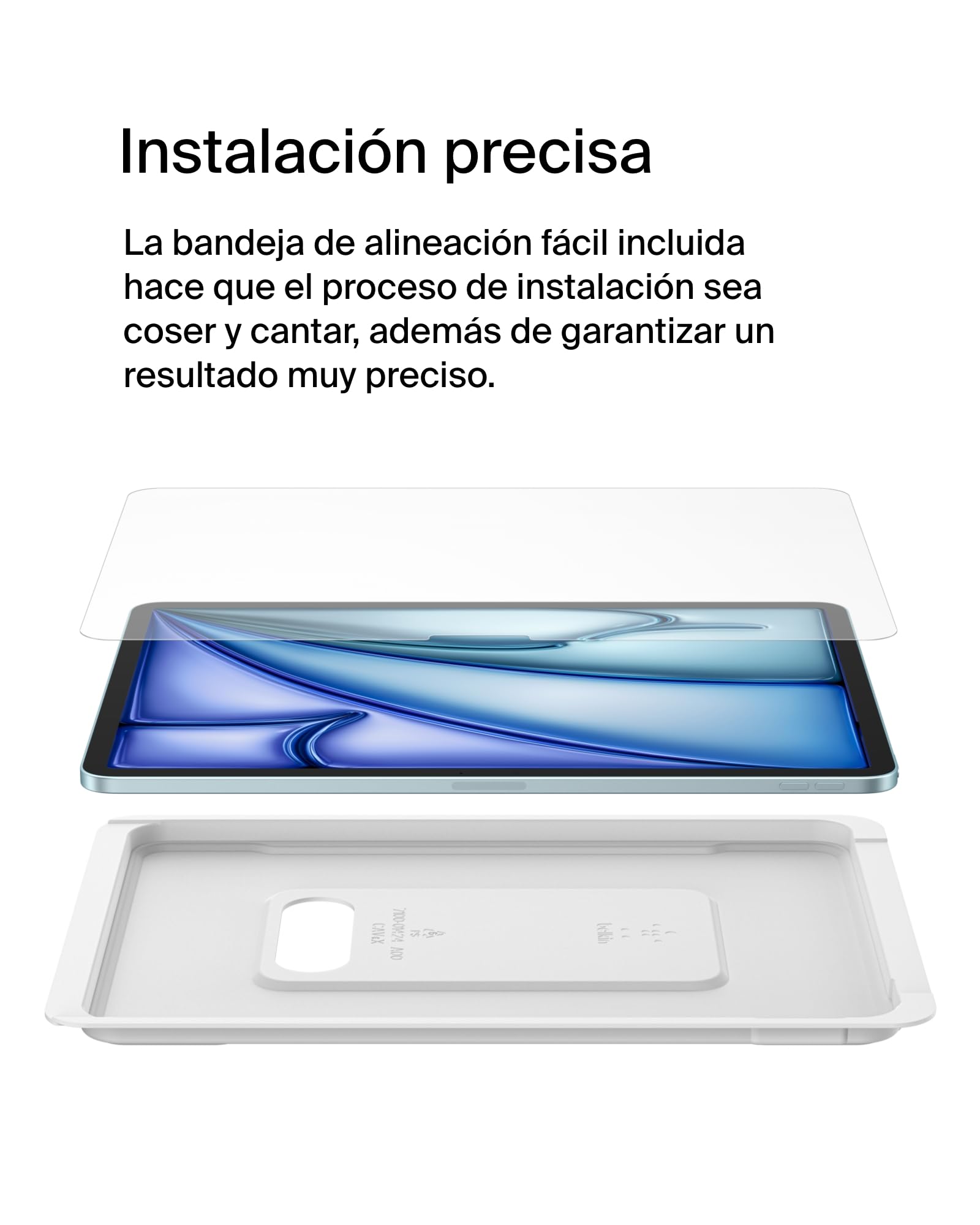 Belkin ScreenForce protector de pantalla para iPad Air de 11″, vidrio templado con grado 9 H de resistencia, 0,33 mm de grosor, antiarañazos, instalación fácil, compatible con fundas y Apple Pencil