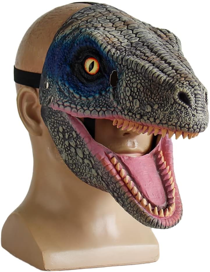 KLEOAD Dinosaur Mask, Dinosaur Accessories, Dinosaur Face Cover with Movable Jaw, Easy to Wear, with Seat Belt, Dinosaur Play Props