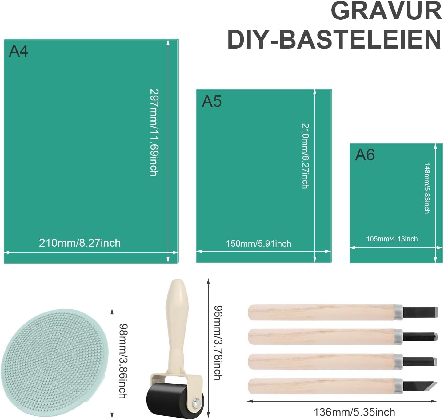 Blocks Voor Het Snijden Van Rubberstempels - 9 Stuks Linoleum Voor Graveren Kit Rubber Snijblok A4 A5 A6 Veilig Voor Stempels Handwerkkunst Drukprojecten