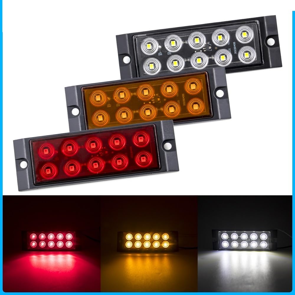 Zestaw 12V 24V boczne światła obrysowe ostrzegawcze tylne światło Auto samochodowe zewnętrzne ciężarówka z przyczepą żółte białe czerwone lampy(6pcs,White)