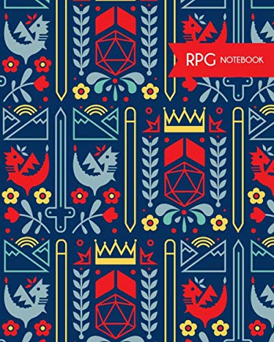 RPG Notebook: 200 Pages 8x10" | Nordic Pattern Cover: Mixed Paper Styles: Ruled, Grid, Hex and Dotted | Campaign Journal & Encounter Planner
