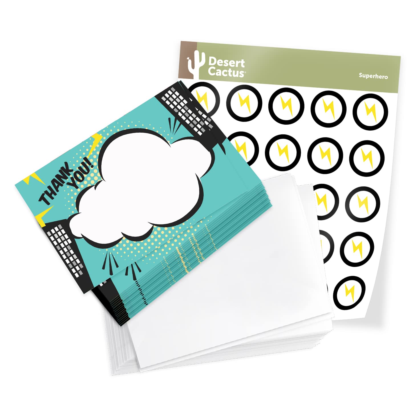Amazon.com: Superhero Thank You Cards (25 Count) With Envelopes and Seal  Stickers Bulk Birthday Party Bridal Blank Graduation Kids Children Boy Girl  Baby Shower : Toys & Games