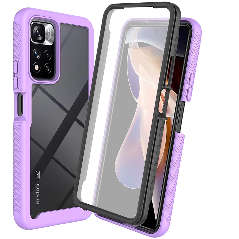 XINNI Cover per Xiaomi Redmi Note 11 PRO 4G 5G, Protezione Schermo Integrata 360 Gradi Antiurto Custodia, Rugged Doppia Faccia Bumper Trasparente Full Guscio Fronte Retro Case, Cristallo