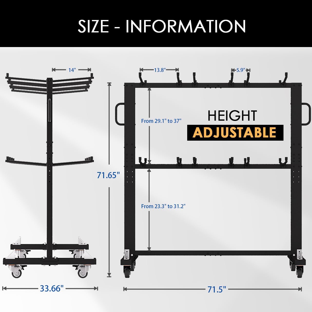 INNOVART Two-Tier Folding Chair and Table Cart, Folding Chair Dolly, Combo cart for Chairs and Tables, Foldable Seat and Table Wheeled Caddy, Heavy Duty Storage Cart with Wheels, 84 Chairs Capacity