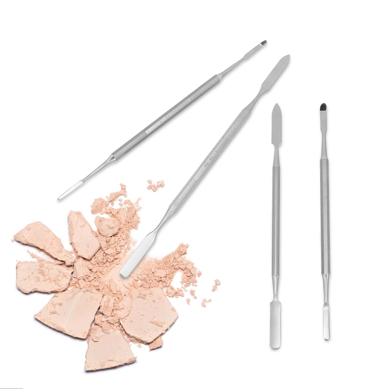 Stainless Steel Makeup Spatula 4-Pack Depotting Tool for Cosmetics Mixing