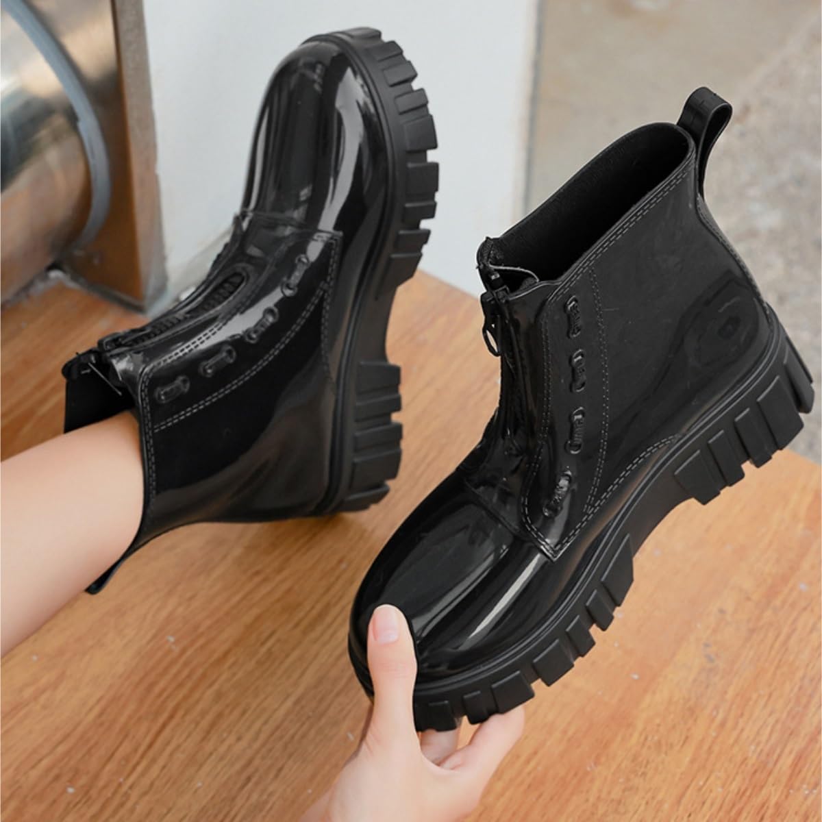 Botines De Agua Botas De Lluvia De Suela Gruesa For Mujer, Impermeables, De Tubo Medio, Antideslizantes, For Exteriores para Trabajo Jardinería(Pink,41)