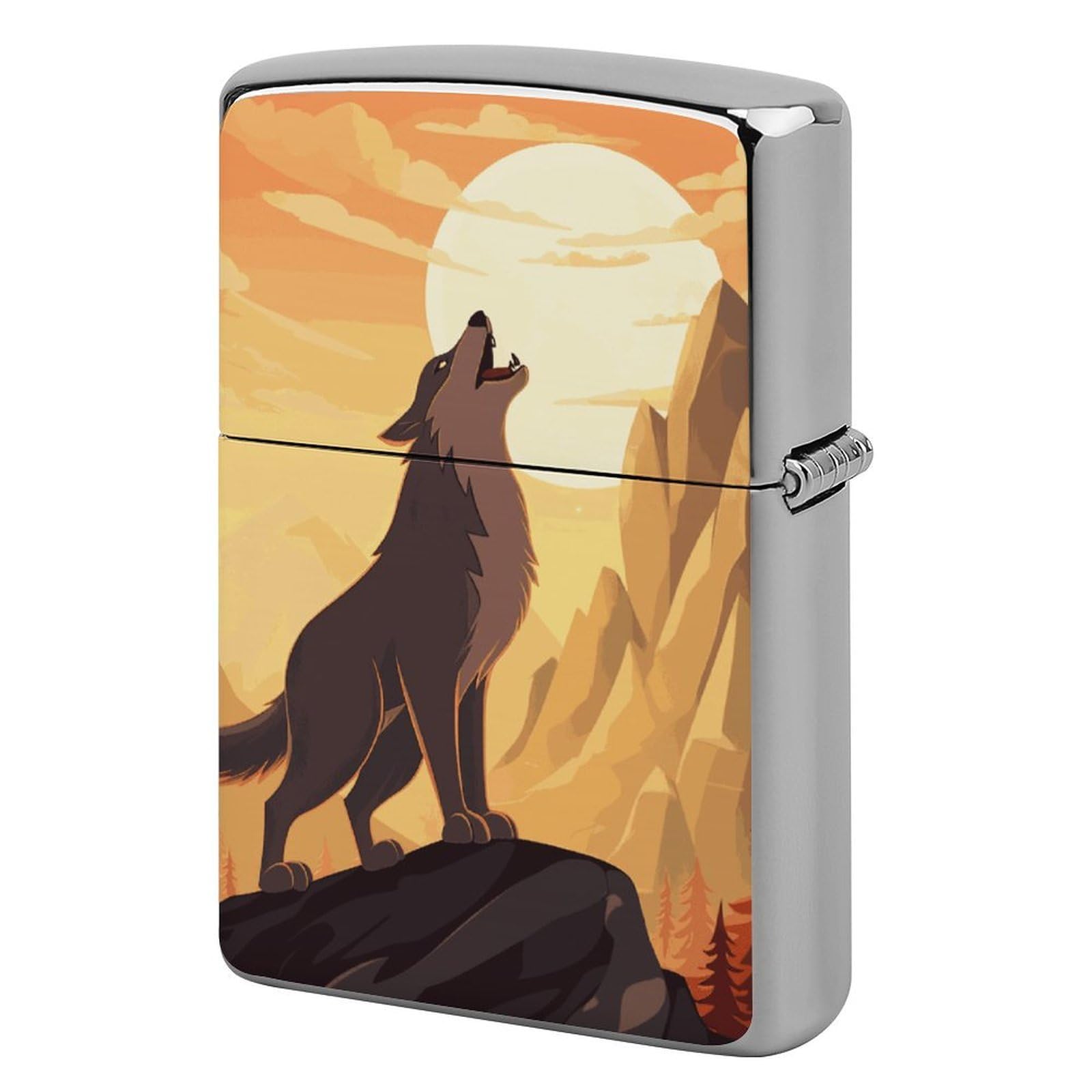 Wolf Lighter Case for Men, Personalized Lighter Cover for Valentine's Day Gifts, Flip-Top Lighters Shell for Outdoor, Portable Lighters Protective Sleeve