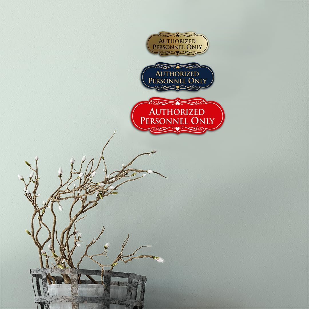 Signs ByLITA Designer Authorized Personnel Only Sign (Black/Gold) - Small 5 Pack