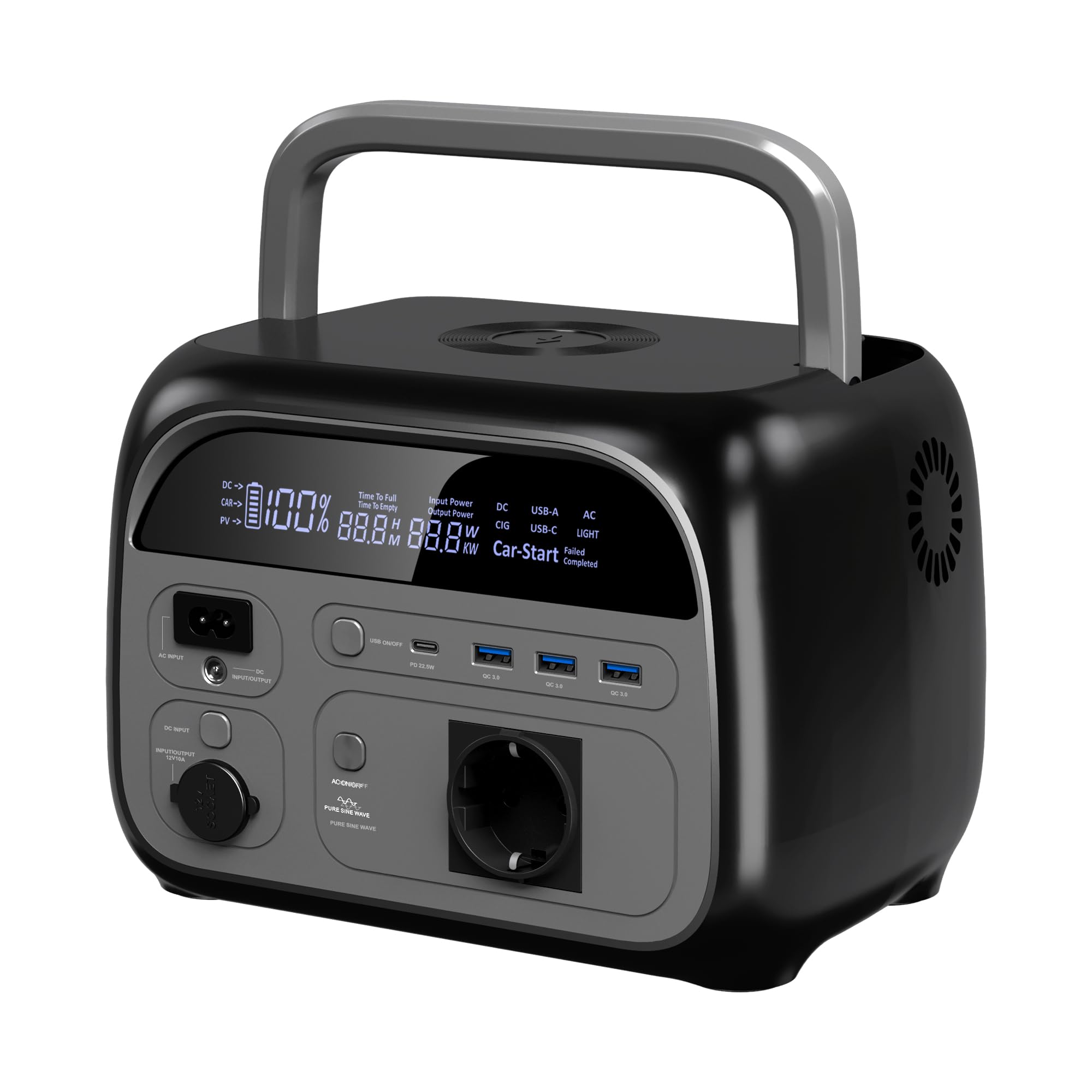 CTOLITY Power Station portatile da 345 Wh, generatore solare da 500 W con modalità UltraFast Batteria, LiFePO4, Power Station Solar con 220 V AC/Car Lighter Port/uscita USB per campeggio all'aperto