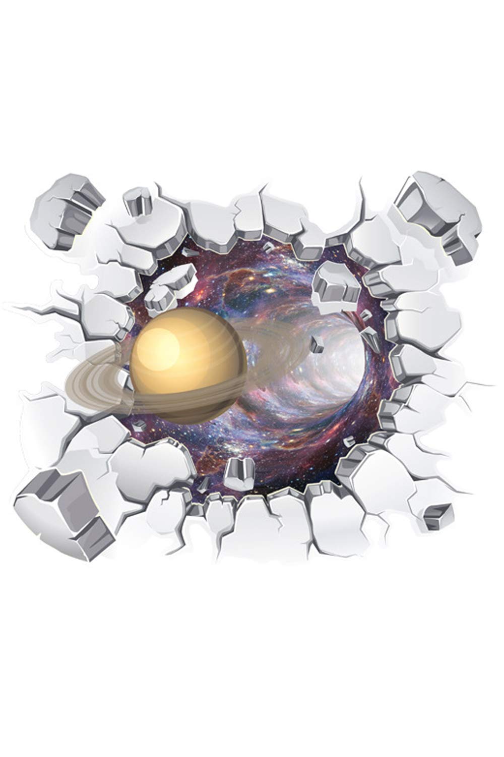 SMTD Kindergarten Doors Window&Bathroom Wall Sticker Durable PVC Easy to Install Floor Stickers DIY Cracked Wall Space Planets Self-Adhesive Wallpaper 6646