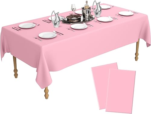 Mantel rosa, mesa rectangular, 54 x 108 pulgadas, manteles de plástico para fiestas, desechables, manteles desechables para mesas rectangulares,