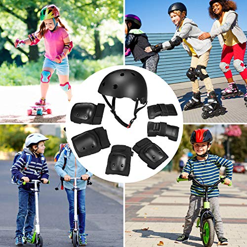 Tomshin Conjunto de capacetes e almofadas para bicicletas 7 em 1 crianças / adultos Capacete Joelhei