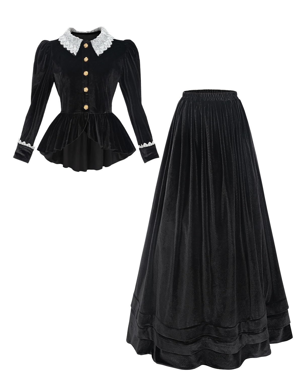 Viktorianische Kleid Kostüm Abendkleid Vintage A-Linie Rock Hochzeitsgäste