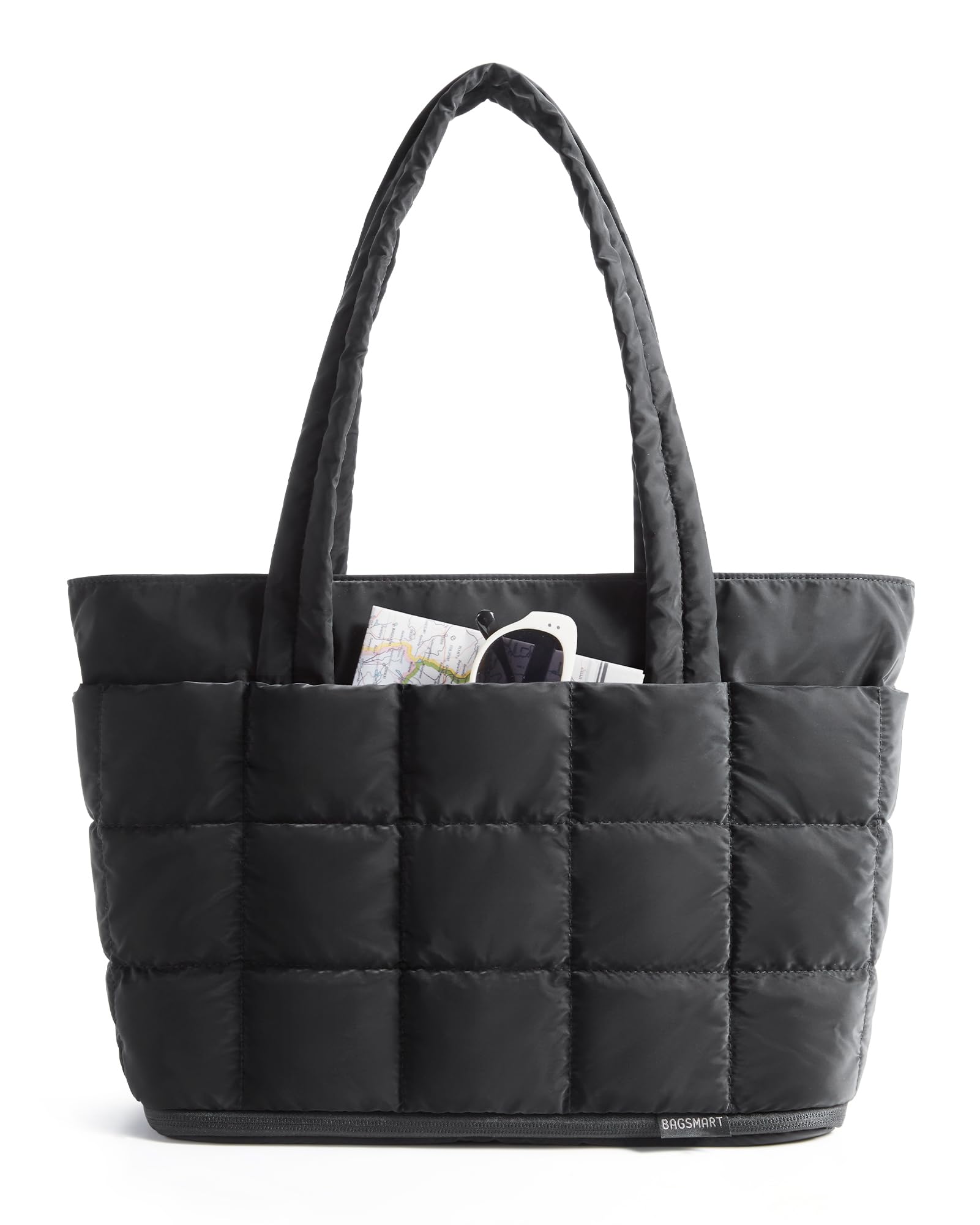 bagsmart Torebka damska Puffy Tote Bag rozszerzalna torba buforowa, torba na ramię, torba robocza z zamkiem błyskawicznym, lekka torebka do pracy, na podróż, zakupy, do szkoły, samolotu