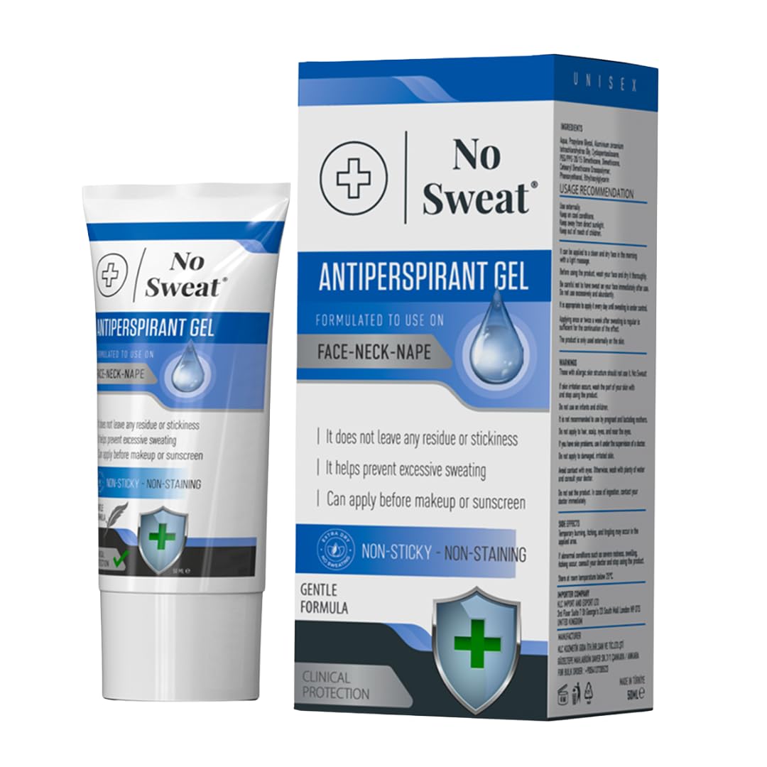 No Sweat Antiperspirant Gel 50 ML - Suitable Usage For Face-Neck-Nape Helps Prevent Excess Facial Sweating and Facial Shining-Suitable For Active Work and During Gym