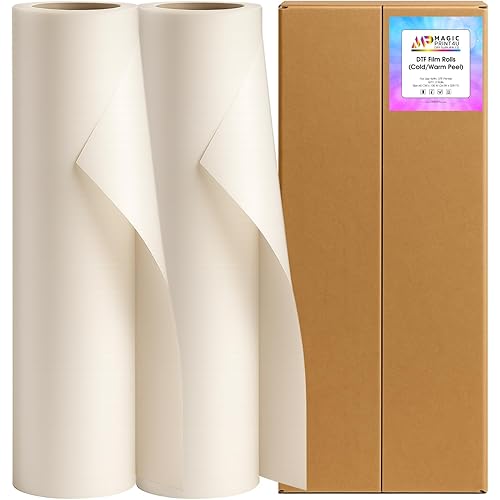 DTF Transfer Film 24 Inch – Hot & Warms Peel – Compatible with All DTF Printers – No Cracking, Waterproof, Vibrant Colors – DTF Printing Transfers Roll for Heat Press (2 Rolls)
