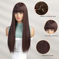 Esmee Vállra Érő Egyenes Rézbarna Paróka Frufruval - Hőálló Japán Kanekalon Műhaj Állítható Fejmérettel Cosplay és Hétköznapi Viseletre 3