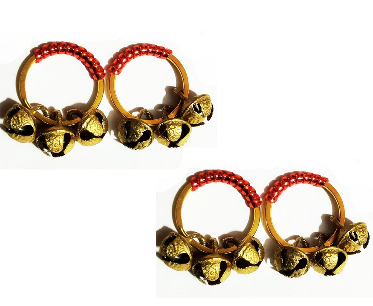 ExcitingDealz Ganesh Chaturthi/Navratri Special Traditional Clapping Big Brass Ghungroo Kadi Finger Ring for Pooja Aarti (2Pair) (B0DD36YTFP) Amazon Price History, Amazon Price Tracker