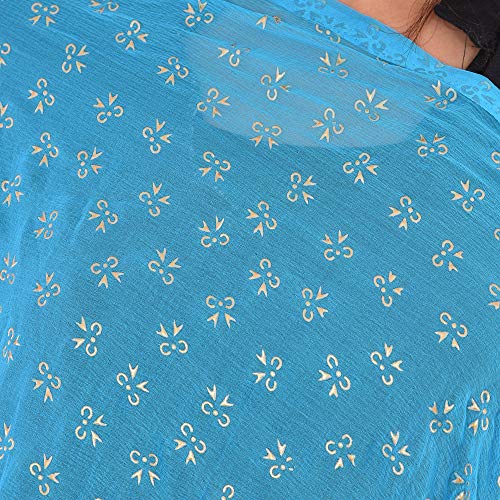 Image of YOUTHQUAKE Soft Chiffon Dupatta with Golden Foil Print & Tassels for Women & Girls