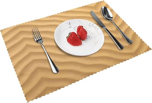 Rectangular Placemats Set of 4, Heat Resistant Beach Sand Texture Printed Kitchen Dining Table Mats