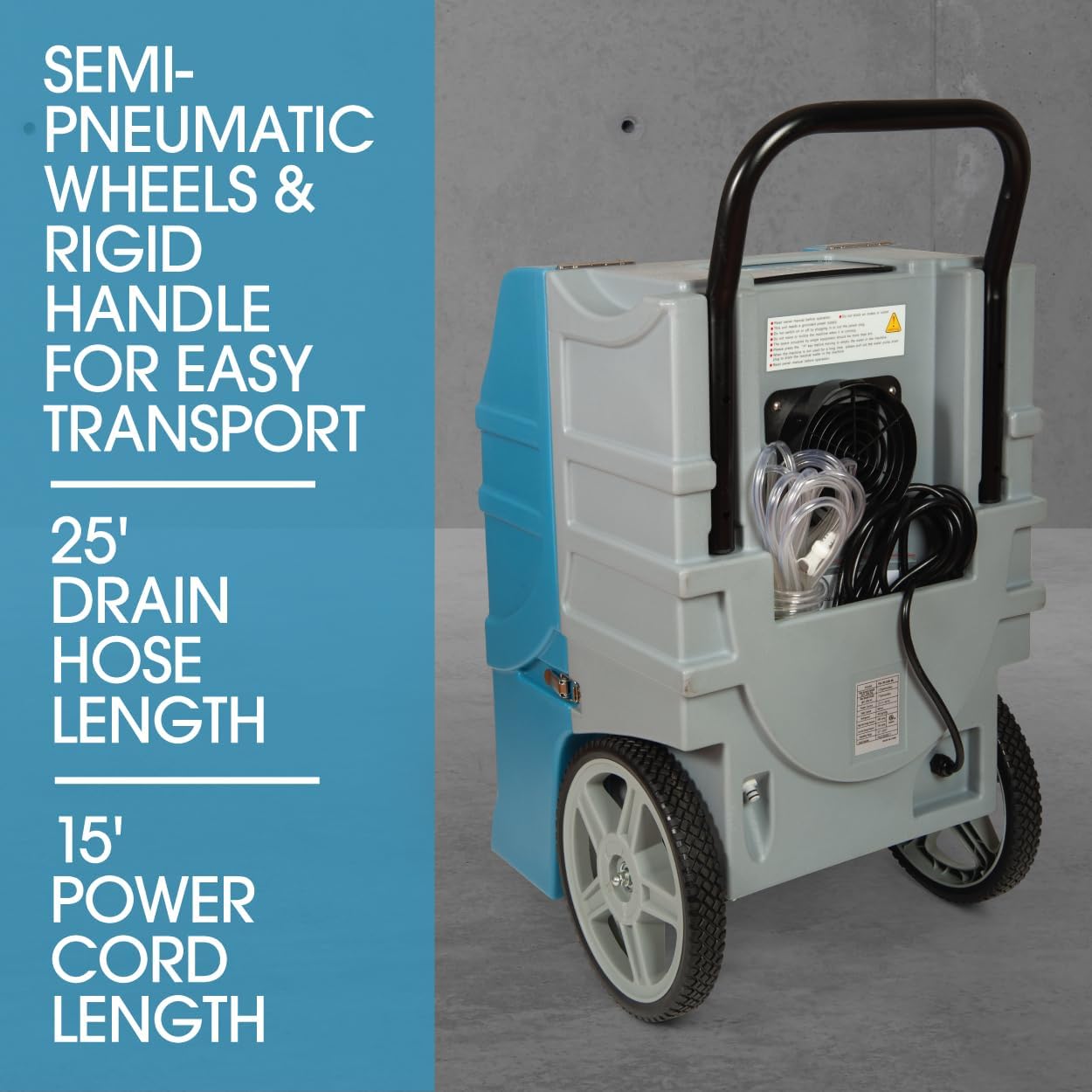 LGR Commercial Dehumidifier | 77 AHAM 125 Saturated Pints per Day | for Crawlspaces, Basements, Homes | Water Damage Restoration, Grow Rooms | PA-70-LGR | Blue