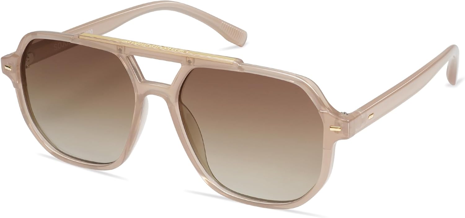 SOJOS Retro Trendy Aviator Polarized Sunglasses Men Women Vintage 70s Square Stylish Frame Sun Glasses SJ2283