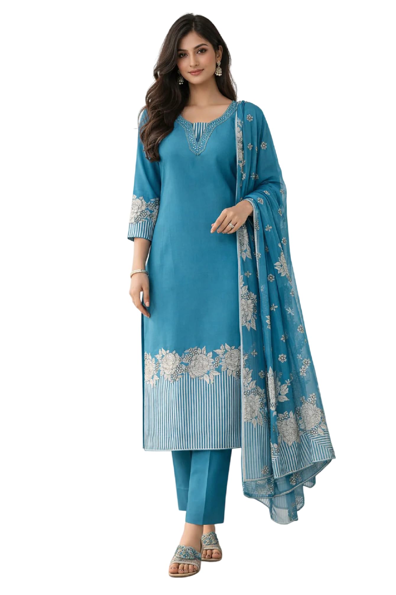 Campus Sutra Kurta Set for Women | Stylish Cotton Printed Kurti Pant Set | Indo-Western Casual & Festive Kurta Set for Women (K-220-21) in multi