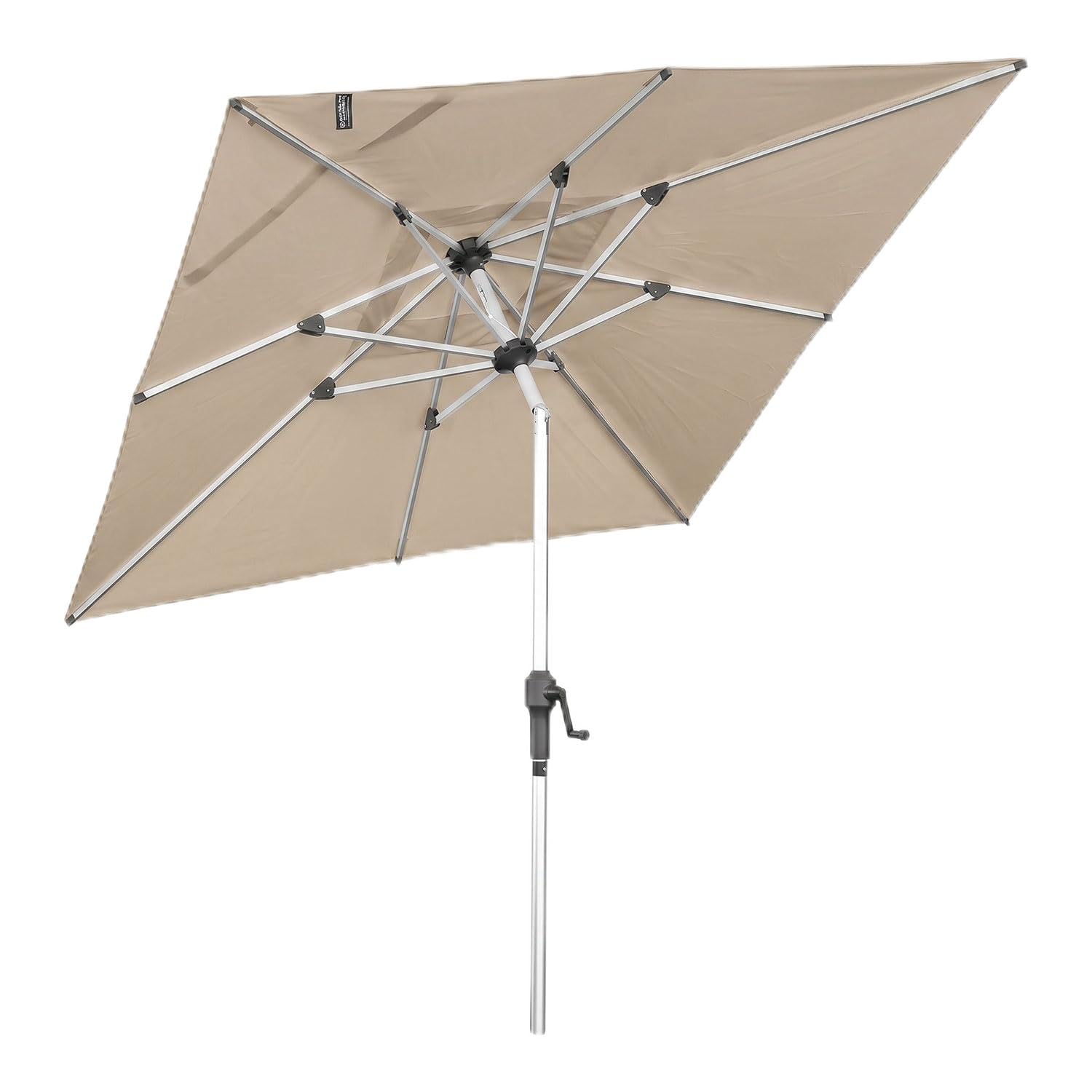 anndora Aluminium Sonnenschirm 2 x 2 m quadratisch - Sonnenschirm mit Kurbelsystem für Balkon, Garten Terrasse