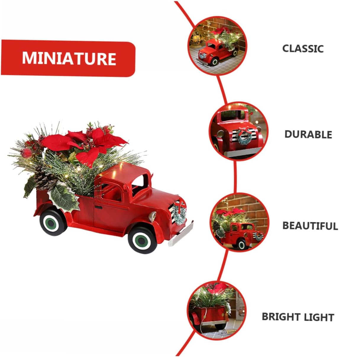 Red Truck Model Ornament Iron Car Ornament for Decorative Truck Model Decor