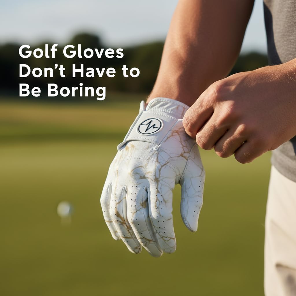 Premium Golf Glove V2 - AAA Cabretta Leather | Improved Fit and Durability | All Weather Performance | Men and Women (Green/White Checkered, Large, Left Hand (for Right Handed Golfers))