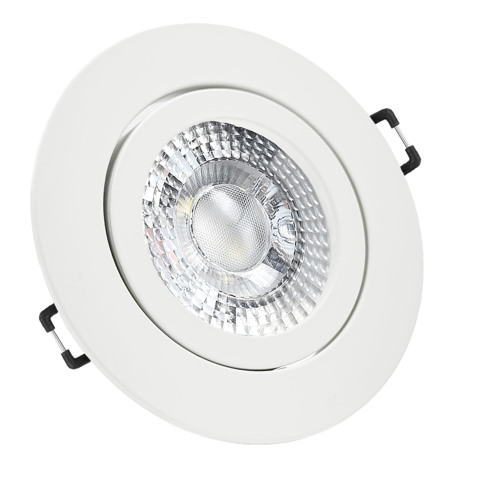 trendlights24 Premio-C LED Einbaustrahler Weiß 10er Set 7W dimmbar 230V | Decken Einbauleuchte, rund, LED Spots, GU10, 50° Abstrahlwinkel, Warmweiß, 3000K, austauschbar, Deckenspots, schwenkbar