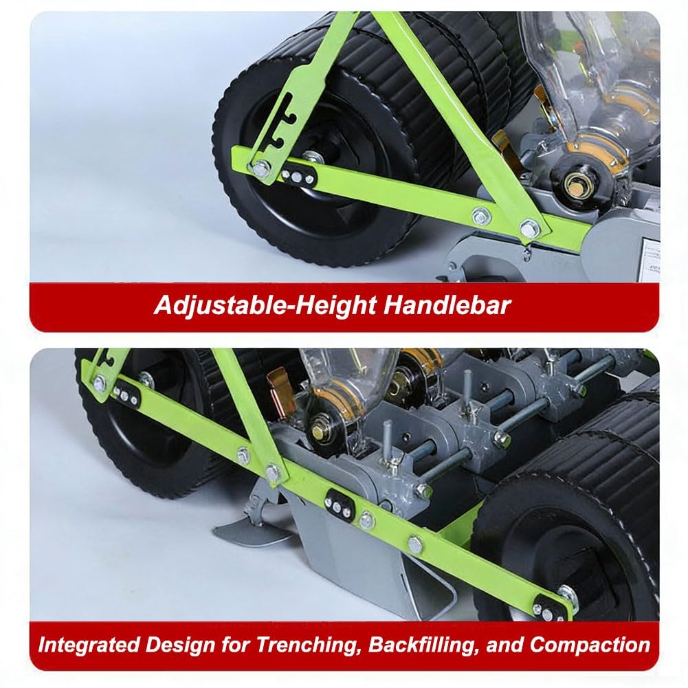 Sembradora de precisión para hortalizas, sembradora Manual de Empuje para jardín, máquina de siembra Manual Ajustable para sembrar una Variedad de Semillas de jardín.(4-Wheel)
