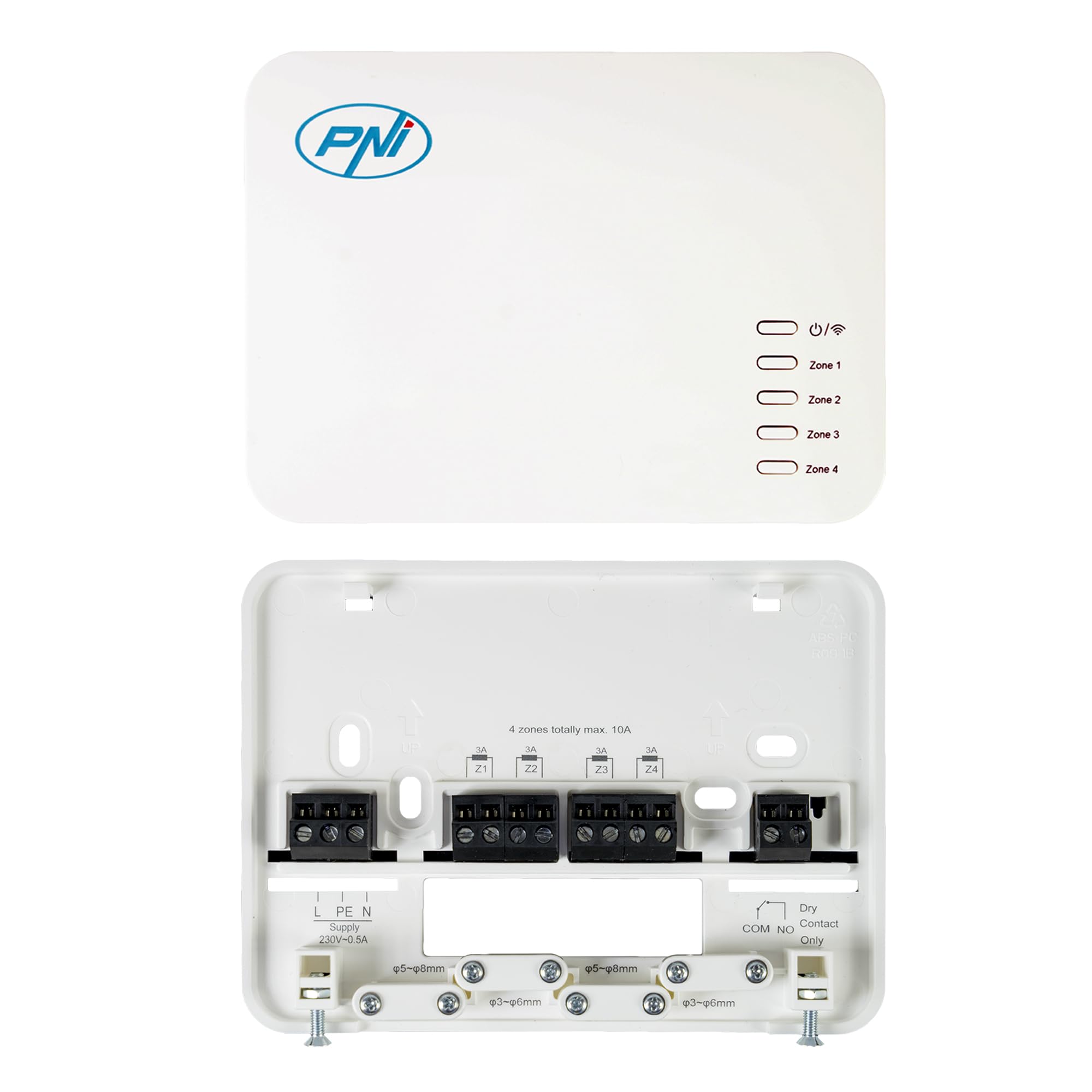 Termostato Inteligente PNI CT440 inalámbrico, con WiFi, Control de 4 Zonas vía Internet, para Sistemas de calefacción, Bombas, electroválvulas, App TuyaSmart