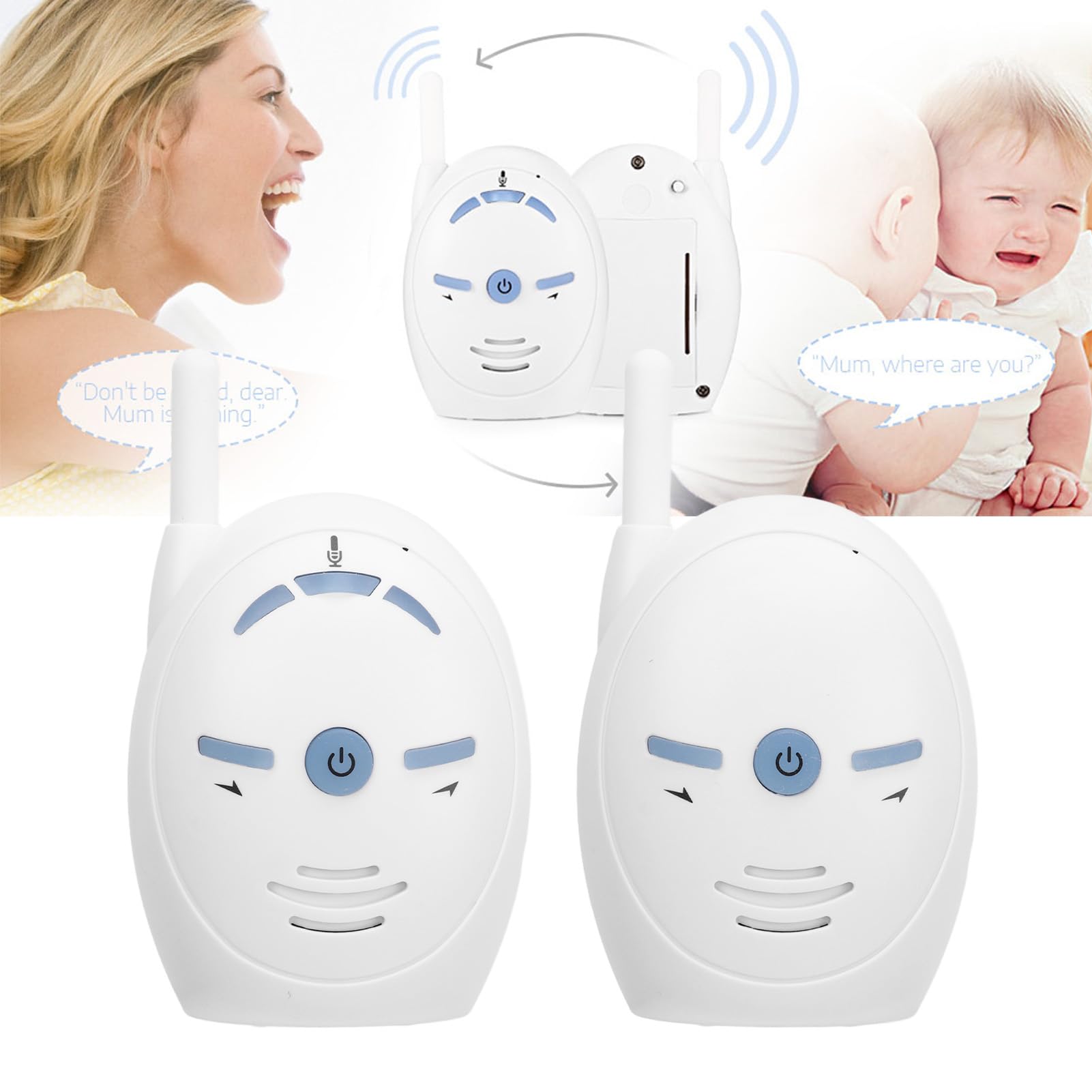 Baby Monitor Audio, Lungo Raggio Fino a 1.000 Piedi, Indicatore Visivo del Livello Sonoro, Microfono Ad Alta sensibilità, Conversazione Audio Bidirezionale, Connessione USB,