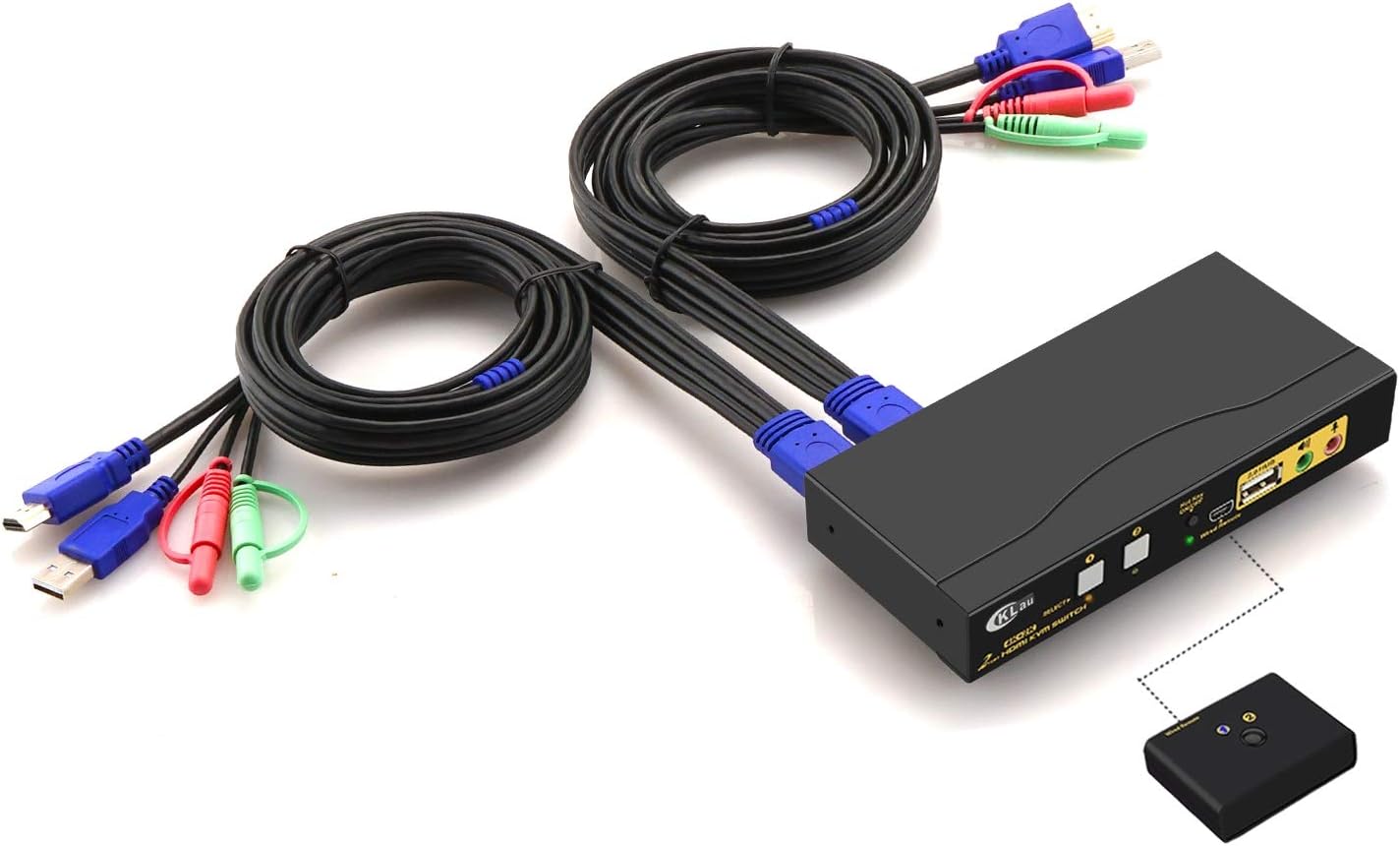 TESmart 4K@144Hz HDMI KVM Switch 1 Monitoren 2 PC, 8K@60Hz USB 3.0 HDMI 2.1 KVM-switch voor 2 Computer 1 Monitor, EDID-emulator, Gigabit-netwerk, sneltoetsschakeling, VRR, Inclusief Ingangen Kabel