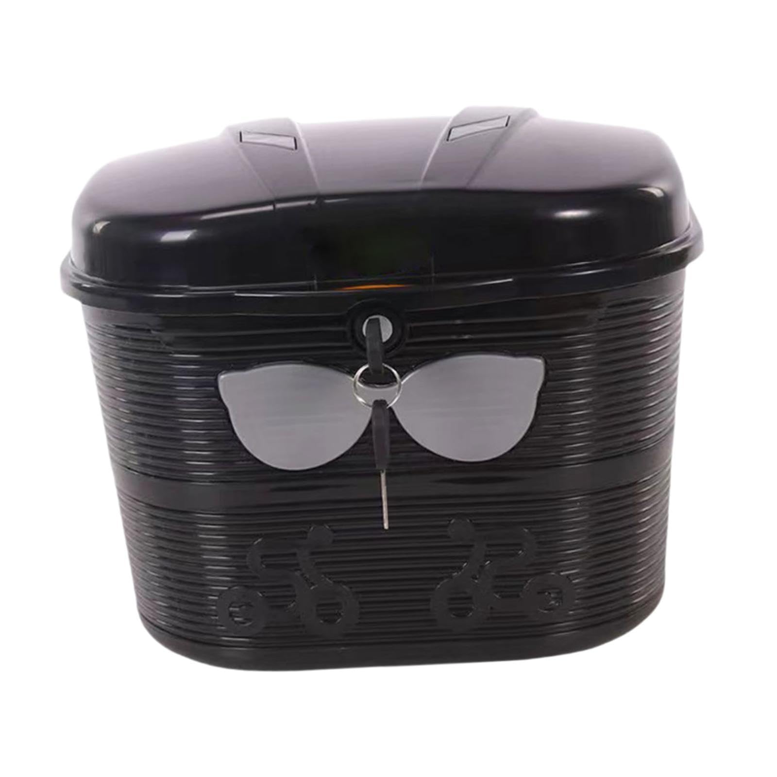 FytStycale Electric Bike Basket Front Mounted Storage Box Lock Design 20L Large Capacity with Lid Heavy Duty Basket for Biking, Black Gray — image 1