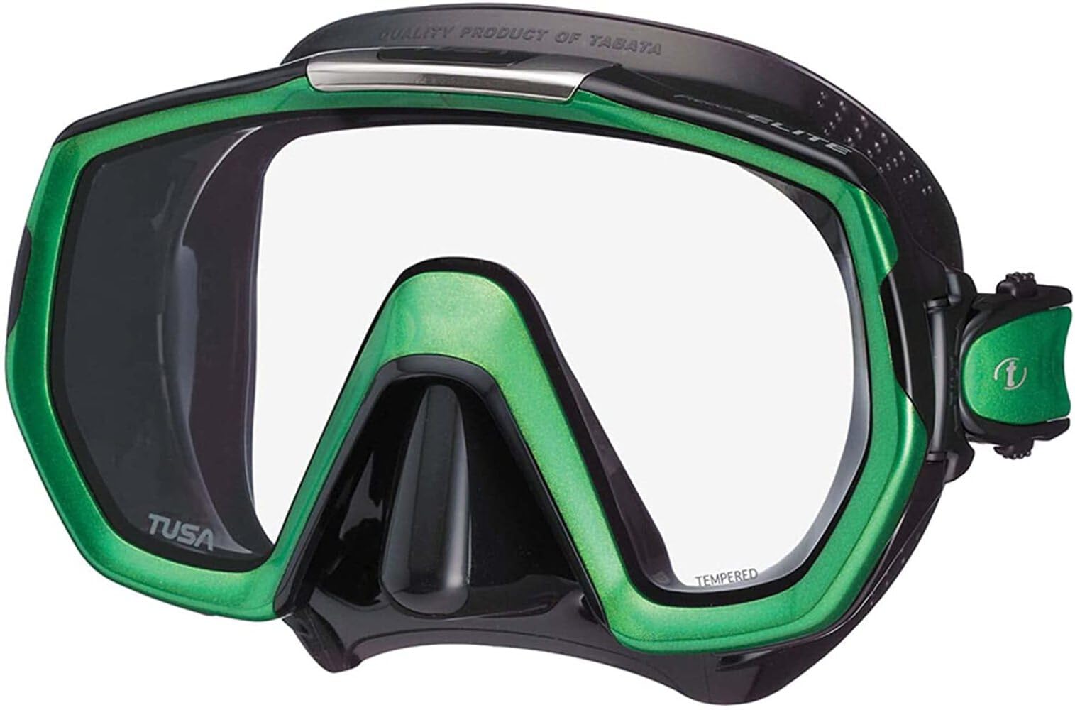Tusa Elite Gafas Máscara de Buceo y Snorkeling Adultos, Silicona Negro/Verde