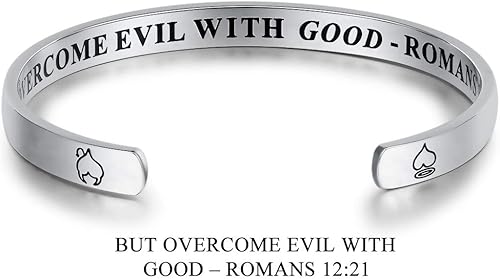Miniatura 3 de UNY Joyería cita inspiradora No te dejes vencer por el mal, sino superar el mal con el bien - Romanos 1221, 8,5 pulgadas, Metal