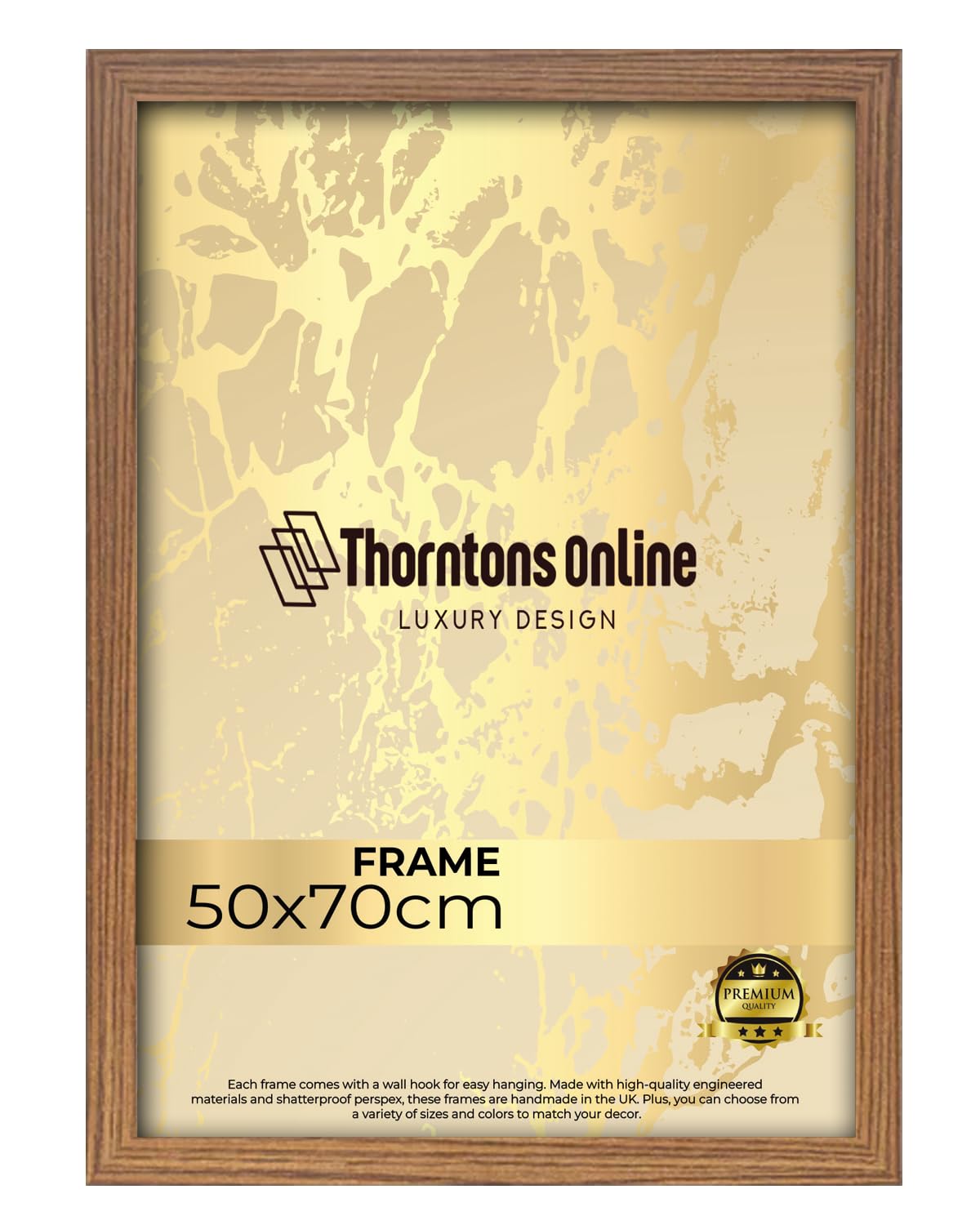 Poster Frame -Oak 50x70cm mdf backing with both ways hanging hooks |Picture Photo frame 70x50cm |Acrylic front | Home & Office Decor