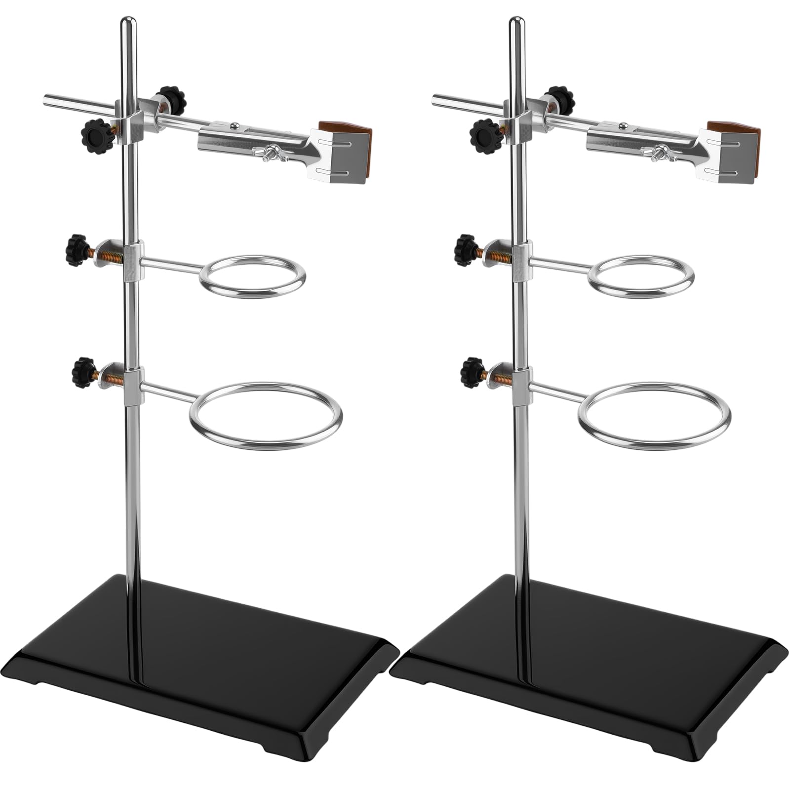 Set di 2 supporti da laboratorio di chimica, in acciaio con base in ghisa, asta da laboratorio da 16 con morsetto per buretta, morsetti per anelli per fiaschetta, per insegnanti strumenti