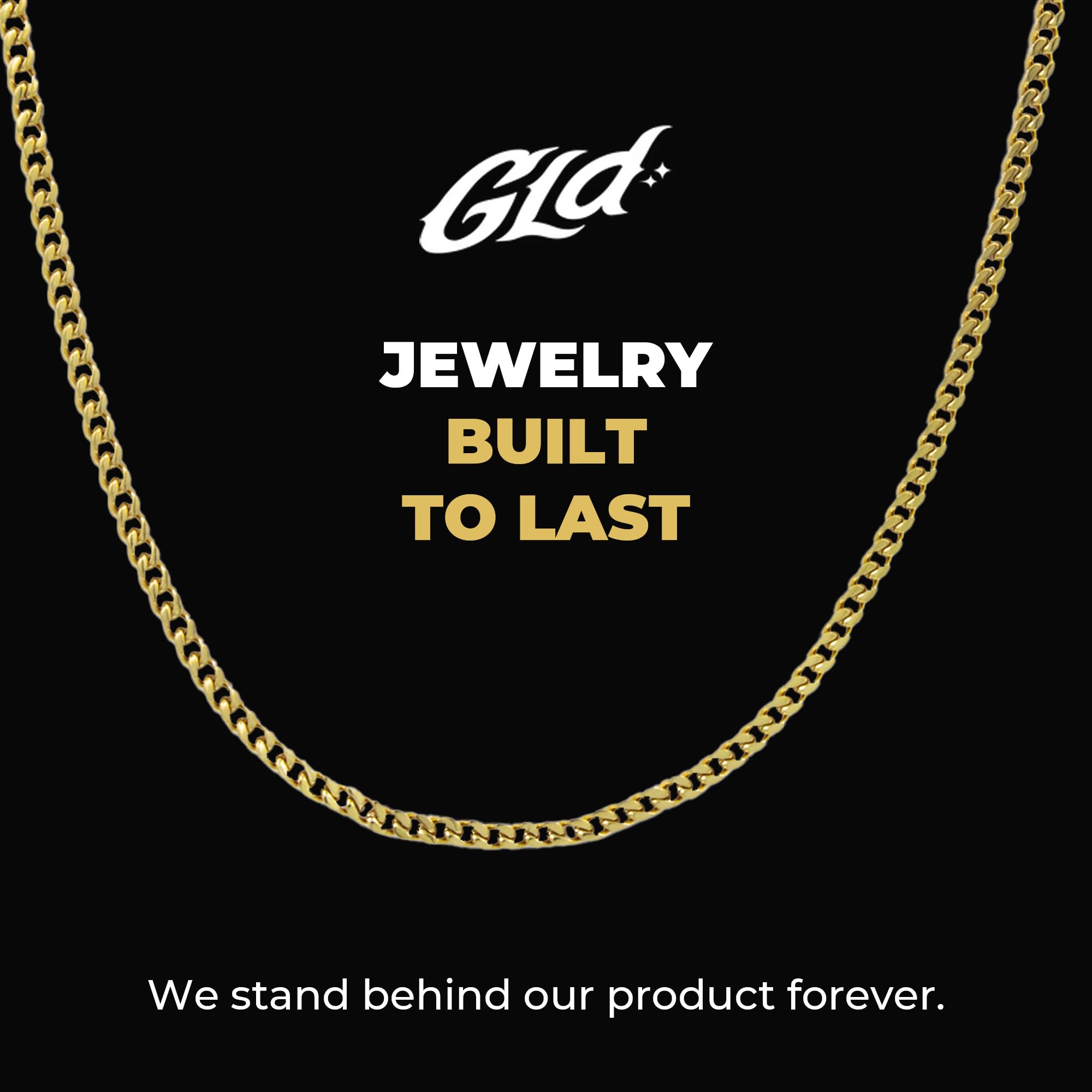 GLD Cuban Link Chain for Men and Women - Gold-Plated Micro Cuban Chain with Premium Storage Travel Pouch - Snatch-Proof Clasp, Sweat-Proof and Fade-Resistant - Lifetime Quality, Designed in Miami