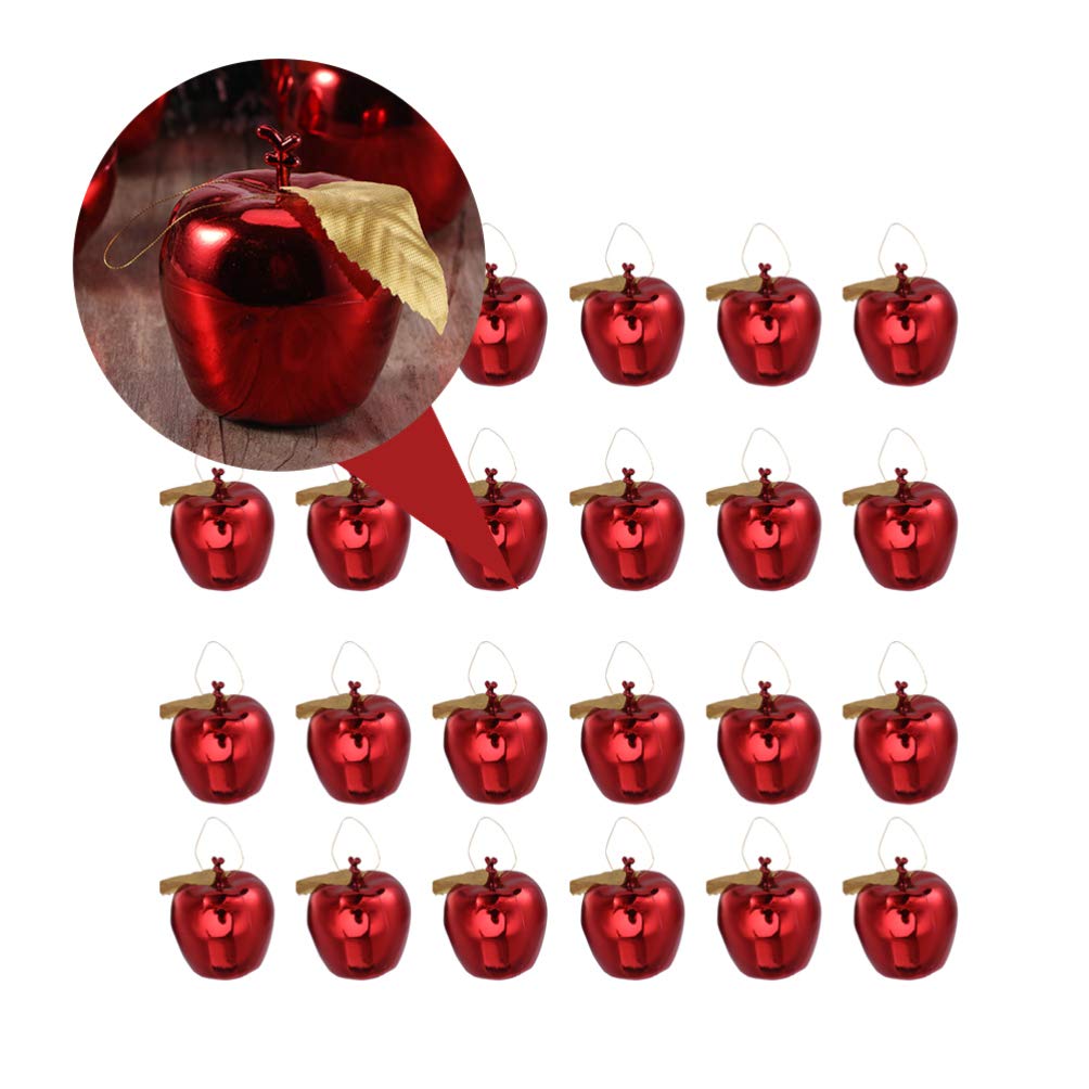 24pcs 4cm Mini Apple Ornaments Christmas Tree Decorations Xmas Hanging Pendant Baubles for Trees, Red, 4x4cm - Image 2