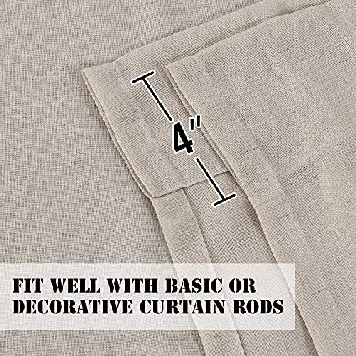 H.versailtex Tie Up Linen Curtains 63 Inch Length Nature Linen Textured Privacy Curtain Multi Hanging Ways Shade Balloon Window Shade Rod Pocket Casual Curtain - 42X63 - Angora #TOP3