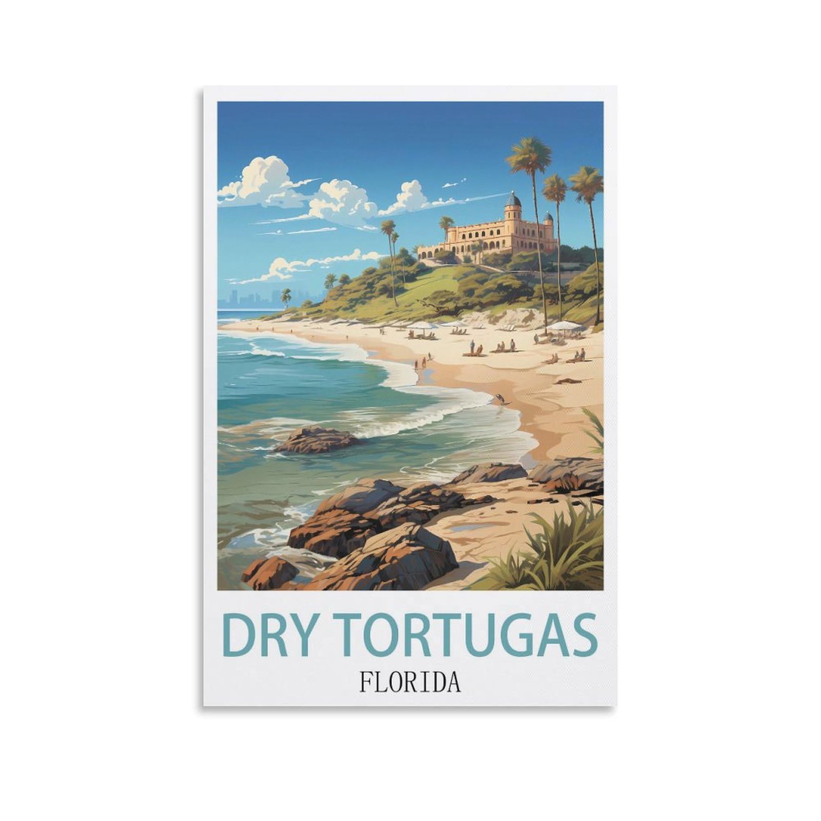 EZMLFA 5D Diamond Painting Kits,Dry Tortugas Florida,Diamond Painting Kits for Beginners Round Full Drill Painting with Diamonds Gem Art for Home Wall Decor 30x40cm
